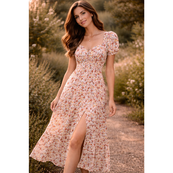 Forever 21 Dresses & Skirts - Fairy Cottage Coquette Dress Small Floral Maxi Romantic Open Back Peasant Boho